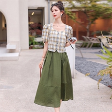 小香风套装女夏季新款韩系连衣裙高级感轻熟盐系穿搭减龄两件套裙，女装套装/套裙，难舍钰依