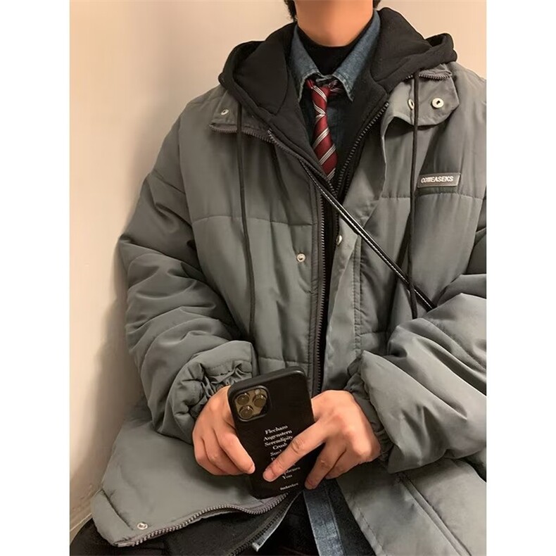 工装棉服男秋冬日系潮牌复古拼色美式vibe刺绣黑色外套W4207-P79,男装棉衣,星座412-3