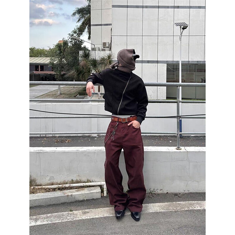 现货~2025春款美式高街斜襟单袋立领开衫短款夹克外套JK9802-P85图片