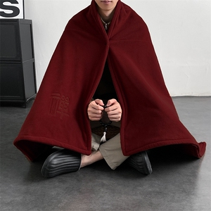 秋冬打坐毯摇粒绒加厚禅修披肩毛毯盖腿脚瑜伽双层保暖披风卫衣，男装棉衣，星座909