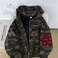 加厚加厚冬款男女连帽开衫迷彩卫衣刺绣保暖宽松夹克外套WY96P65，男装夹克，星座1013-1