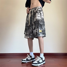 短裤男士夏季薄款宽松直筒大口袋工装提花设计感裤子D13，男装牛仔裤，星座1116A-1（原606A）