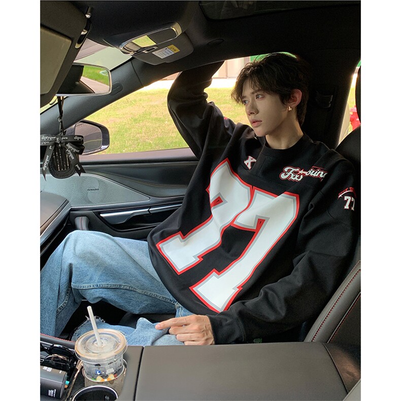 1303B-BQ6601-P6888数据款美式棒球服印花圆领卫衣，女装职业装，星座1303B