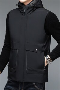 2022高品质冬装连帽羽绒服90鸭绒保暖马甲男士背心QS1056-P170图片