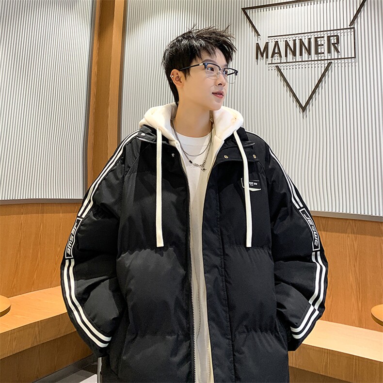 棉衣男冬季新款宽松港风假两件连帽学生棉服MY8882-P82,男装棉衣,星座214-3