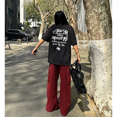 美式复古重磅纯棉欧美复古潮牌短袖t恤oversize小众七分袖，男装T恤，星座310A-4
