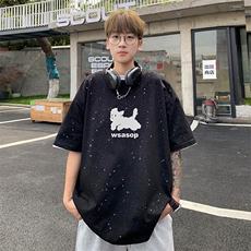 量大优供抖音视频支持得物配合二开美式满天星亮片短袖T恤MTX135，男装T恤，电商A486