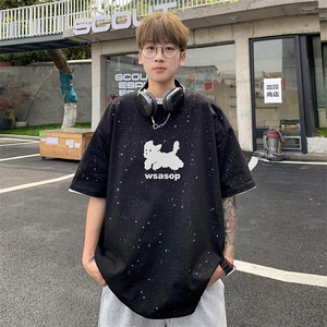 量大优供抖音视频 支持得物配合二开美式满天星亮片短袖T恤MTX135图片