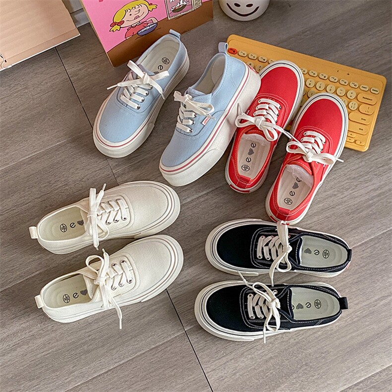 帆布鞋女2024新款学生韩版ins百搭厚底板鞋春秋休闲鞋，女鞋帆布鞋，电商A223