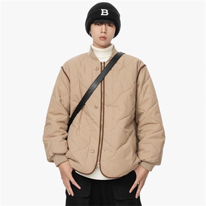 1506-1/M6081/P80冬圆领葫芦纹绗线男女复古百搭宽松棉衣外套2图片