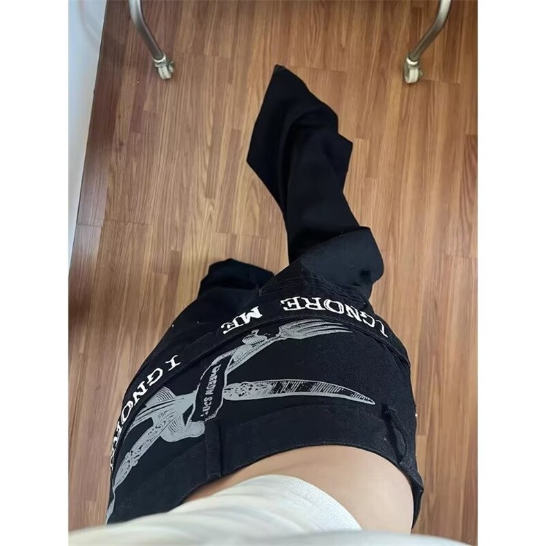 新款水洗黑色微喇牛仔裤cleanfit美式高街宽松直筒喇叭裤子长裤,男装牛仔裤,星座1210-1