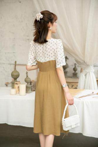 现货夏季新款拼接连衣裙，女装连衣裙，依美依缘