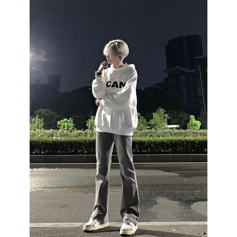 欧美高街vibe裤子嘻哈街头美式复古牛仔裤修身直筒显瘦微喇叭裤,男装牛仔裤,星座310A-4