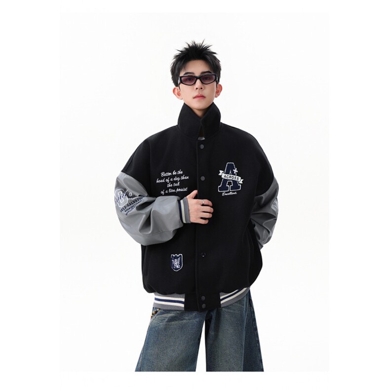 重磅毛巾绣撞色翻领夹克棒球服WT2558-P90-控158,男装夹克,星座609