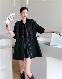 手工盘花，风衣,女装风衣,时代公主