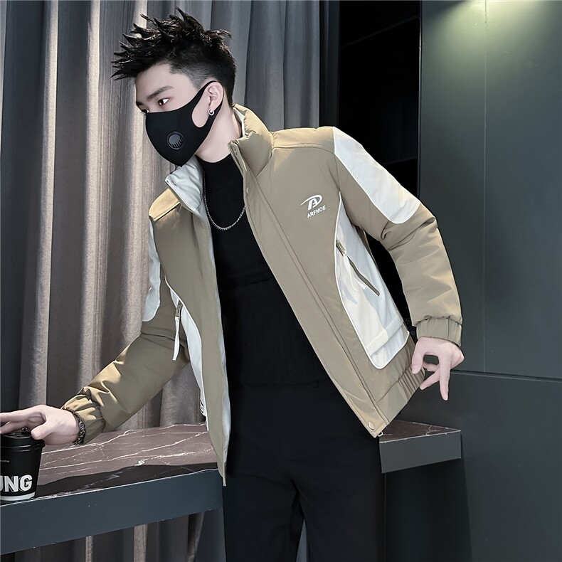 拼接立领修身棉衣男短款痞帅社会小伙店主风301C-MY03-P128控168图片
