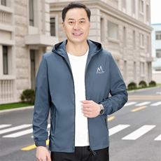 2036/P75中老年人男装春秋季薄款连帽夹克男爸爸上衣外套衣服，男装夹克，星座1216（原钱塘722）