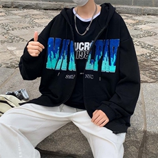 美式复古连帽卫衣男开衫小众潮牌情侣装外套秋季WY0607-P38，男装卫衣，星座308B-1