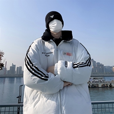 F42-P100冬季新款宽松面包服潮美式条纹棉服男加厚棉袄外套，男装棉衣，星座512-6