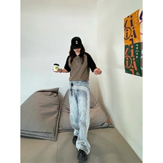 【有货】三条杠牛仔裤男美式复古hiphop裤子高街直筒R951LL-特P48，男装牛仔裤，星座1007（原301D）