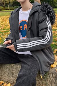新款棉衣男韩版大毛领羽绒棉服 宽松加厚男装冬季外套 M175图片