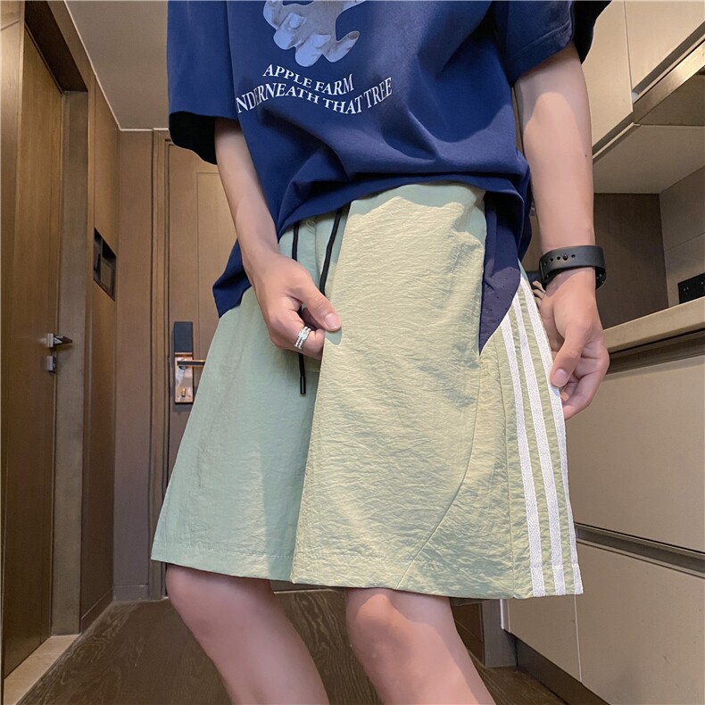 夏季新款冰丝透气三条杠潮流宽松速干短裤B315-K24186-特p25控48,男装休闲裤,电商B315