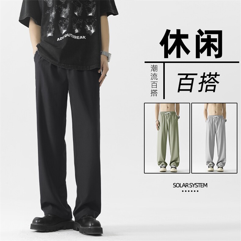 薄款冰丝宽松阔腿西装裤潮运动休闲长裤子2028特批22图片
