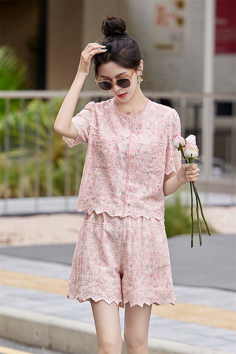 浮梦录夏季新款重工绣花晕染清冷感气质上衣半裙套装,女装套装/套裙,牡丹诺