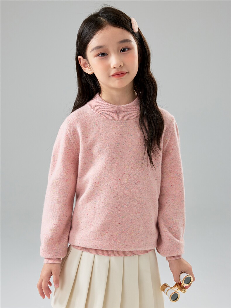 秋冬新款彩点纱儿童羊毛衫男童套头打底上衣女童圆领羊绒针织毛衣,童装毛衣,初丹羊绒童装