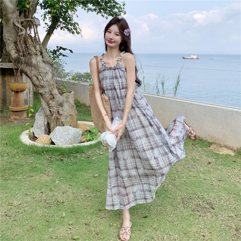 新款2242-P165-K245法式复古无袖长款松弛女连衣裙,女装套装/套裙,网红馆