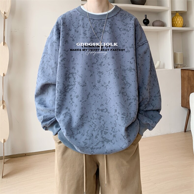 已注册/华棉内景秋冬字母印花宽松圆领卫衣男WY00721/P35加绒P45,男装卫衣,电商B316