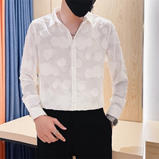 黑男士秋季新款痞帅工艺纯色长袖衬衫男修身衬衣301A-1/H507/P60，男装衬衫，星座301A-1