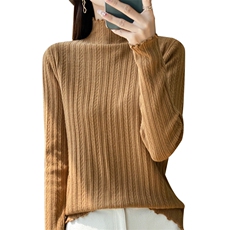 新款羊毛衫女100羊毛半高套头宽松针织衫衫毛衣打底衫洋气，女装针织衫/毛衣，源达羊绒