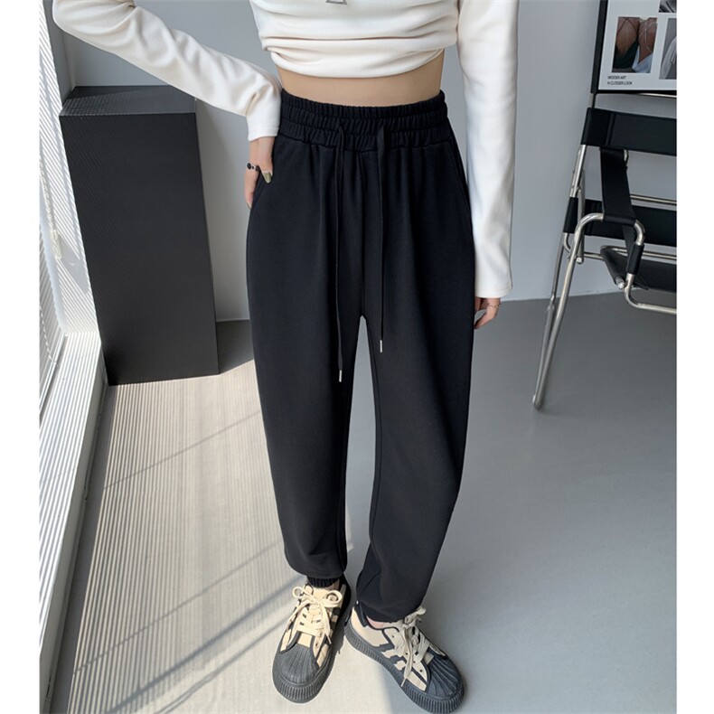 灰色运动裤女春秋2023年新款宽松束脚卫裤小个子休闲裤子潮,女装休闲裤,梦白服饰厂
