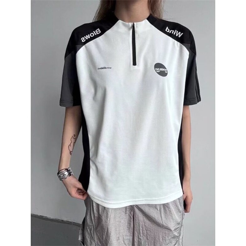 半拉链美式球衣短袖拼接凉感速干t恤户外健身运动网球服DX103P40,男装T恤,星座908