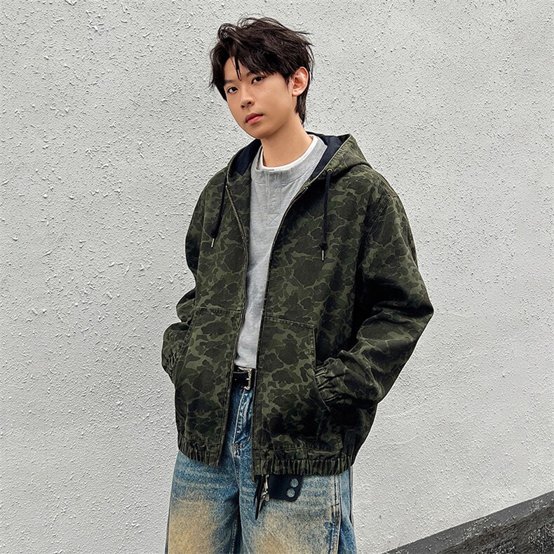 美式高街大口袋连帽迷彩夹克复古工装外套A436-W992-P115168,男装夹克,电商A436