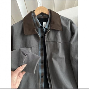 秋季大货拼色衬衫领纯棉宽松夹克男上衣外套DSA157B-J182-P75图片