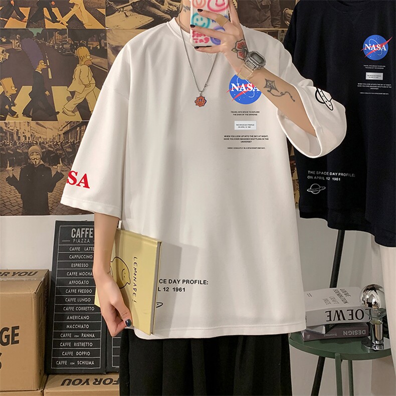 Q11243-P30NASA春夏季七分袖t恤男大码五分袖男短袖中袖,男装T恤,电商A040