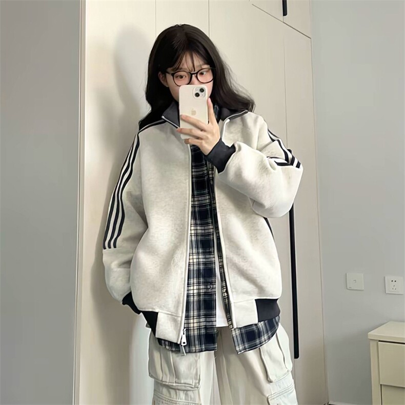 抖音得物高品质美式高街重磅结构设计拼接织带立领卫衣外套CM42,男装卫衣,电商A486