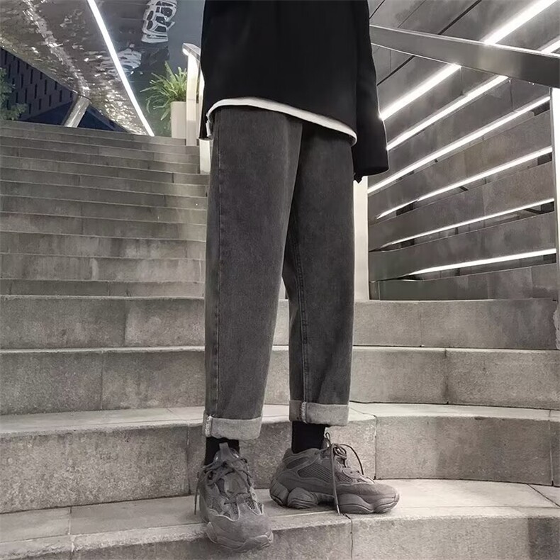 牛仔裤男水洗做旧美式复古裤子潮牌直筒拖地长裤N0685-P35,男装牛仔裤,星座308B-2