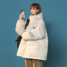 白鸭绒中性冬季潮流印花宽松百搭保暖连帽羽绒服YR1301P225控258，男装羽绒服，A247A