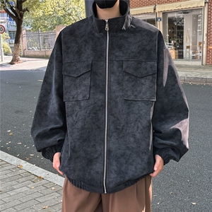 PY5071/P85秋装新款宽松皮衣皮夹克男休闲百搭潮流痞帅上衣外套图片