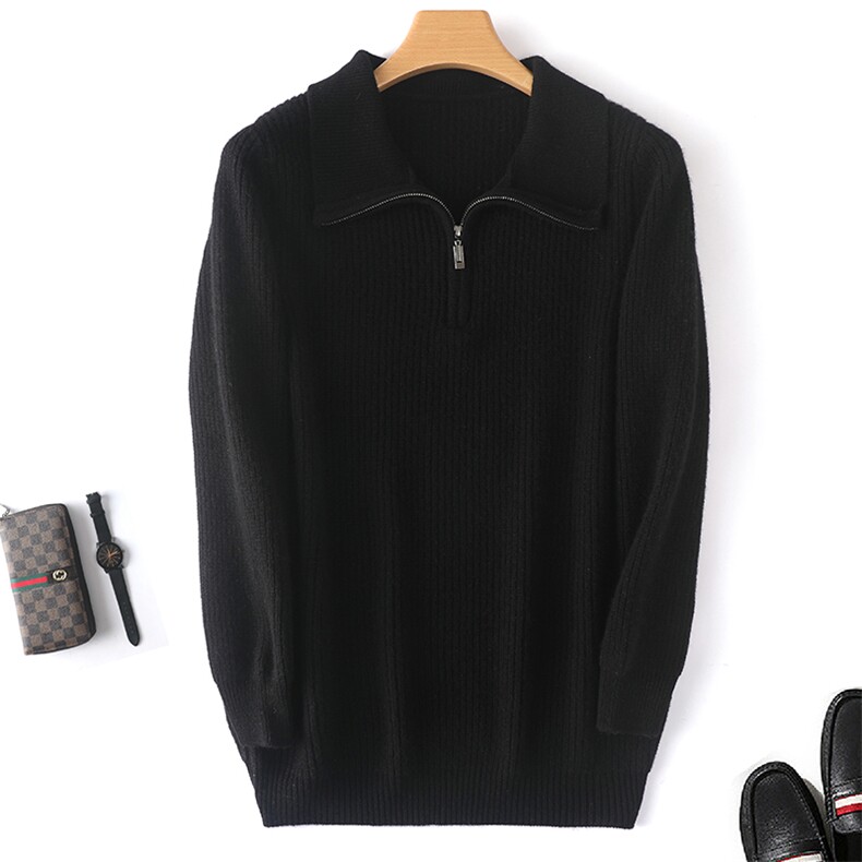 新款男士纯色高领拉链衫秋季新款男士修身拉链针织衫男装，男装羊绒套衫，枫宸羊绒