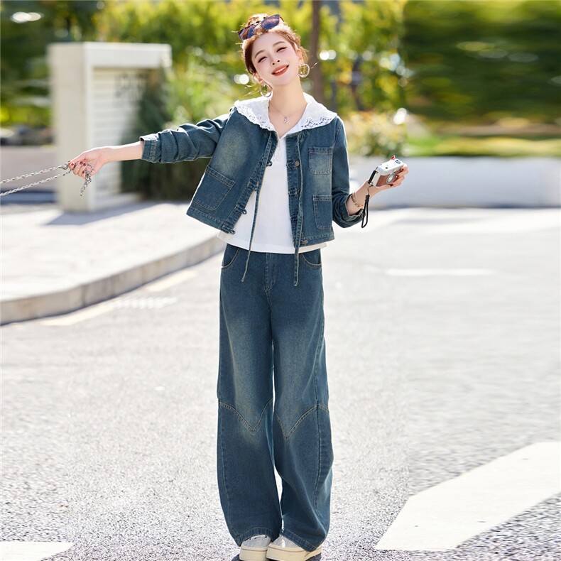 牛仔套装女2025早秋季新款巨好看的chic高级感休闲减龄一整套穿搭，女装套装/套裙，欣品汇
