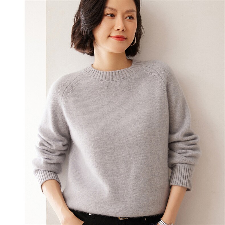 2025秋冬新款35%山羊绒女士5针三股加厚圆领羊绒衫,女装羊绒衫,拓驰羊绒