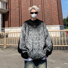 高品质秋冬男针织衫圆领毛衣渐变色扎染十字架外套M69P60，男装针织衫/毛衣，星座1013-1