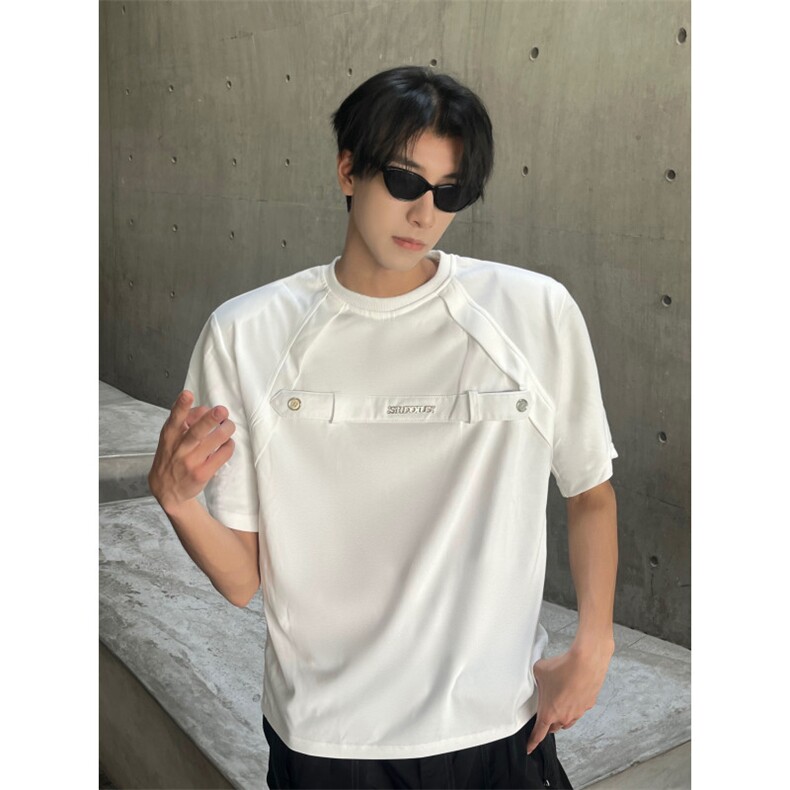 <自家图>夏季小众高级感结构设计垫肩短袖T恤FC15-P40,男装T恤,星座1109-4