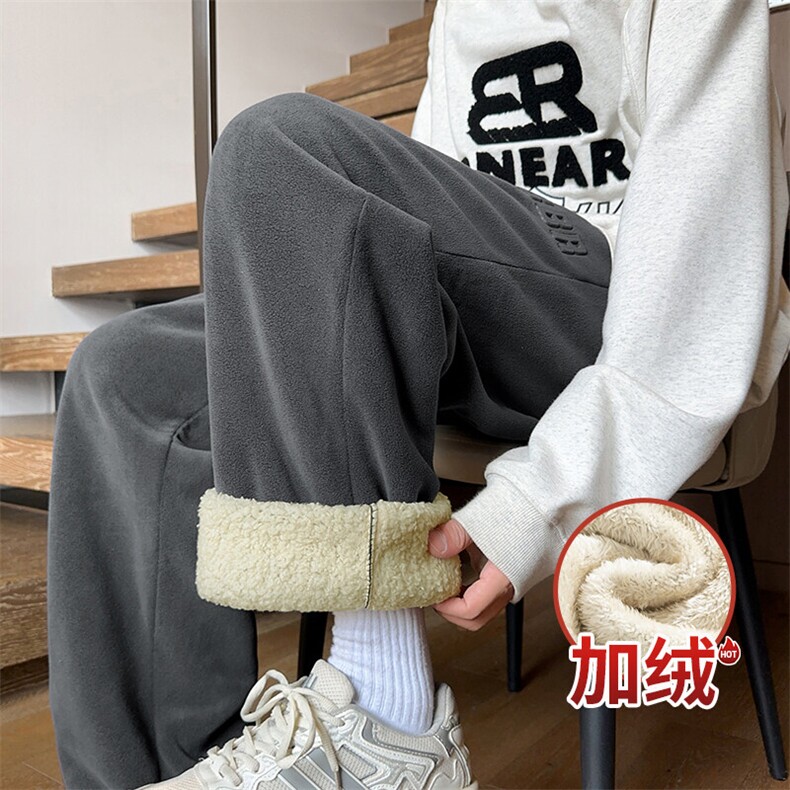 217-2-NK557-P45 冬季新款羊羔绒加绒加厚直筒休闲裤男大码卫裤图片