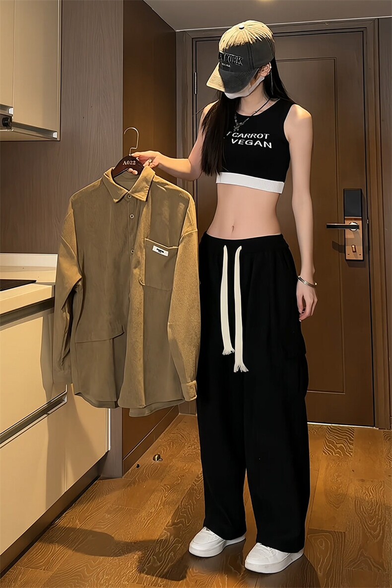 2025春季新款女模内景大码灯芯绒长袖衬衫M-5XHC23540-特P35,男装衬衫,电商A022