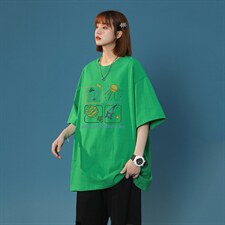 2024夏季中性风短袖t恤男刺绣学生纯棉宽松416B-1-DT217-P25限39，男装T恤，星座416B-1